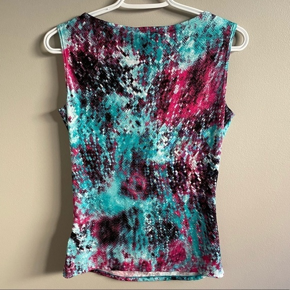 SALE MELANIE Lyne sleeveless blouse green and pink size XS - Picture 3 of 4